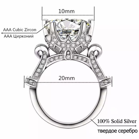 A New 4 Carat Sterling Silver Ring - Picture 4 of 5